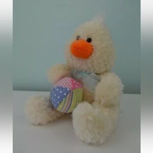 Animal Adventure Duck Plush Stuffed Animal Toy Holding Egg Easter Bow 2010 chick